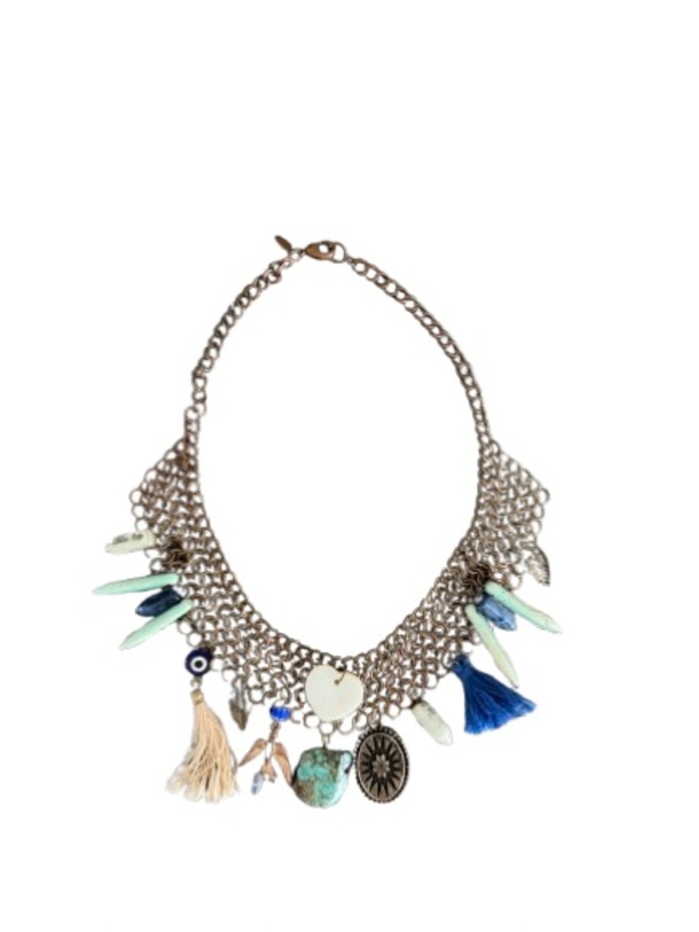 Express Tassel and luck Multi-Charm Bib Necklace
